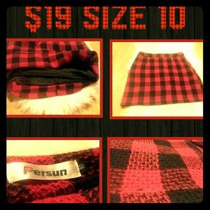Persun Wool Mini Buffalo Plaid Skirt
